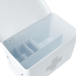 Lékárnička - box na léky, kovová, bílá, velká