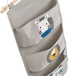 Dětský závěsný kapsář Zvířátka, bavlna/polyester, 60x20cm