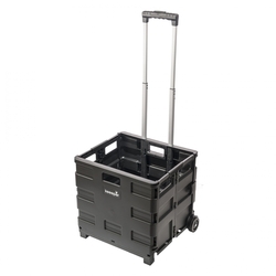 Skládací přepravní vozík s kolečky, 45L, černý, nosnost 25kg