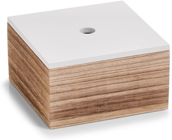 Sada úložných boxů, 3 kusy, dřevo, bílá/přírodní