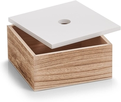 Sada úložných boxů, 3 kusy, dřevo, bílá/přírodní