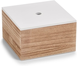 Sada úložných boxů, 3 kusy, dřevo, bílá/přírodní