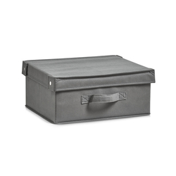Úložný box s víkem, fleece, šedý, malý