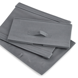 Úložný box s víkem, fleece, šedý, malý