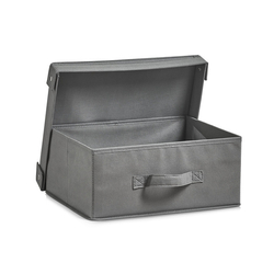 Úložný box s víkem, fleece, šedý, malý