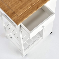 Kuchyňský vozík, bambus/MDF, bílý